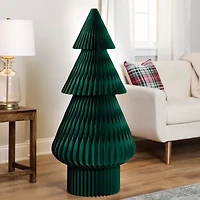 Northlight Tall Accordion Honeycomb Foldable Paper Dark Green 4 Foot Christmas Tree