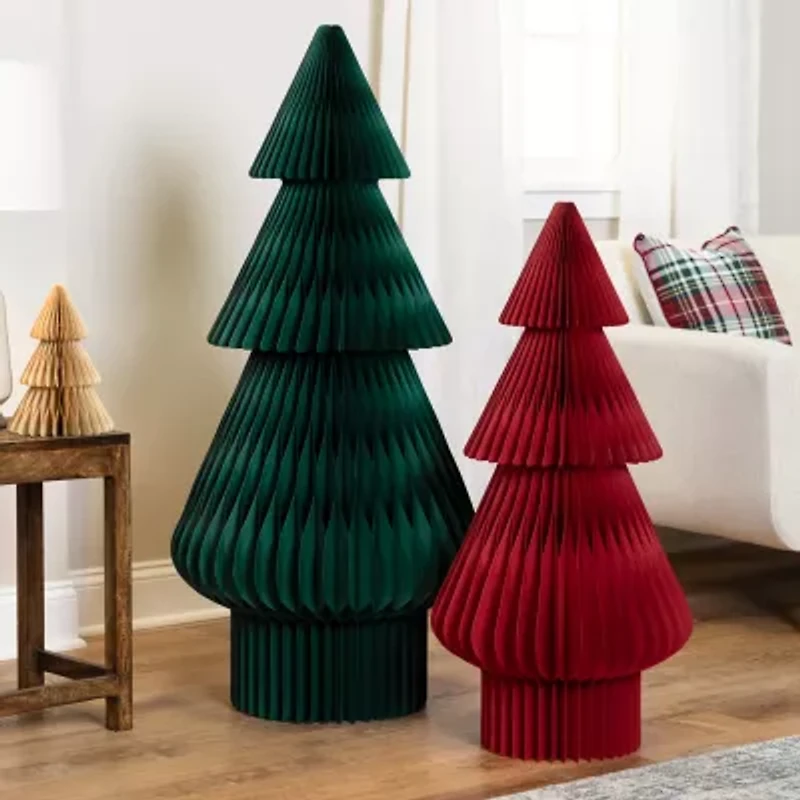 Northlight Tall Accordion Honeycomb Foldable Paper Dark Green 4 Foot Christmas Tree
