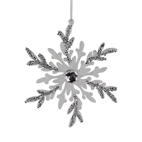 Northlight Glitter Snowflakes - 6in - White And Silver - 4ct Christmas Ornament