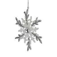 Northlight Glitter Snowflakes - 6in - White And Silver - 4ct Christmas Ornament