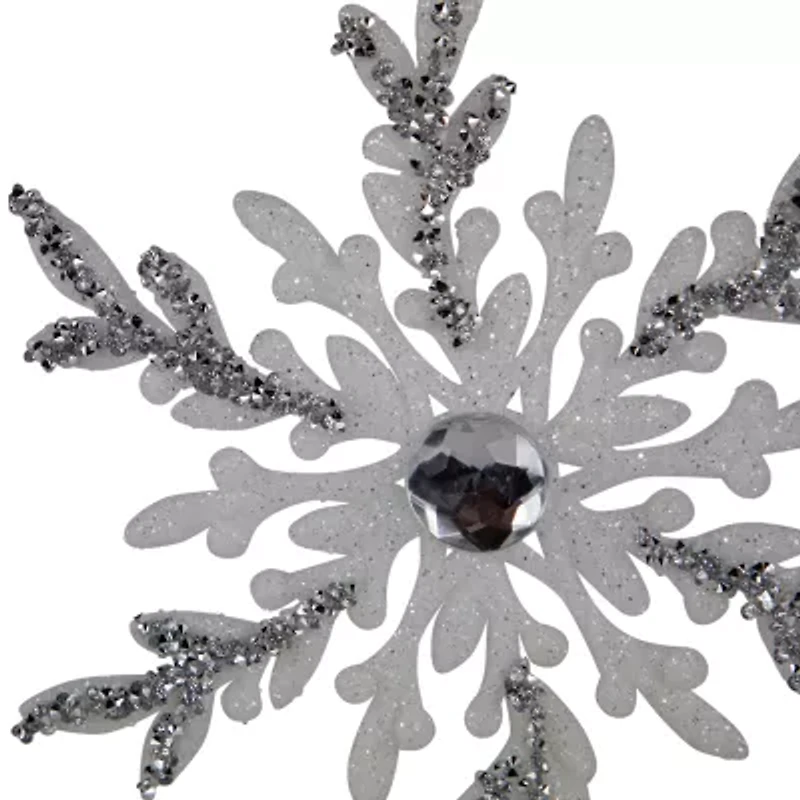 Northlight Glitter Snowflakes - 6in - White And Silver - 4ct Christmas Ornament