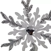 Northlight Glitter Snowflakes - 6in - White And Silver - 4ct Christmas Ornament