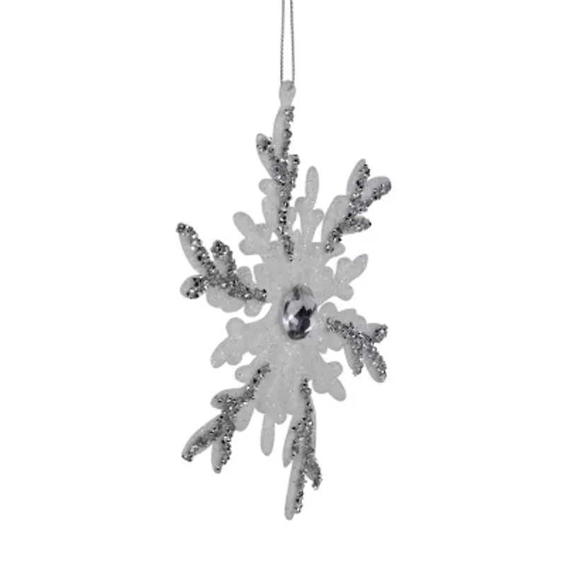 Northlight Glitter Snowflakes - 6in - White And Silver - 4ct Christmas Ornament