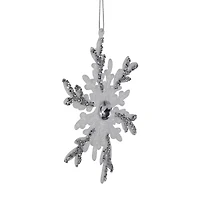 Northlight Glitter Snowflakes - 6in - White And Silver - 4ct Christmas Ornament