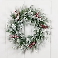 Northlight Real Touch™️ Flocked Snowcap Grove Fir - 24in - Unlit Wreath