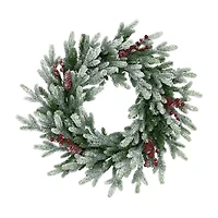 Northlight Real Touch™️ Flocked Snowcap Grove Fir - 24in - Unlit Wreath