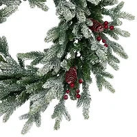 Northlight Real Touch™️ Flocked Snowcap Grove Fir - 24in - Unlit Wreath