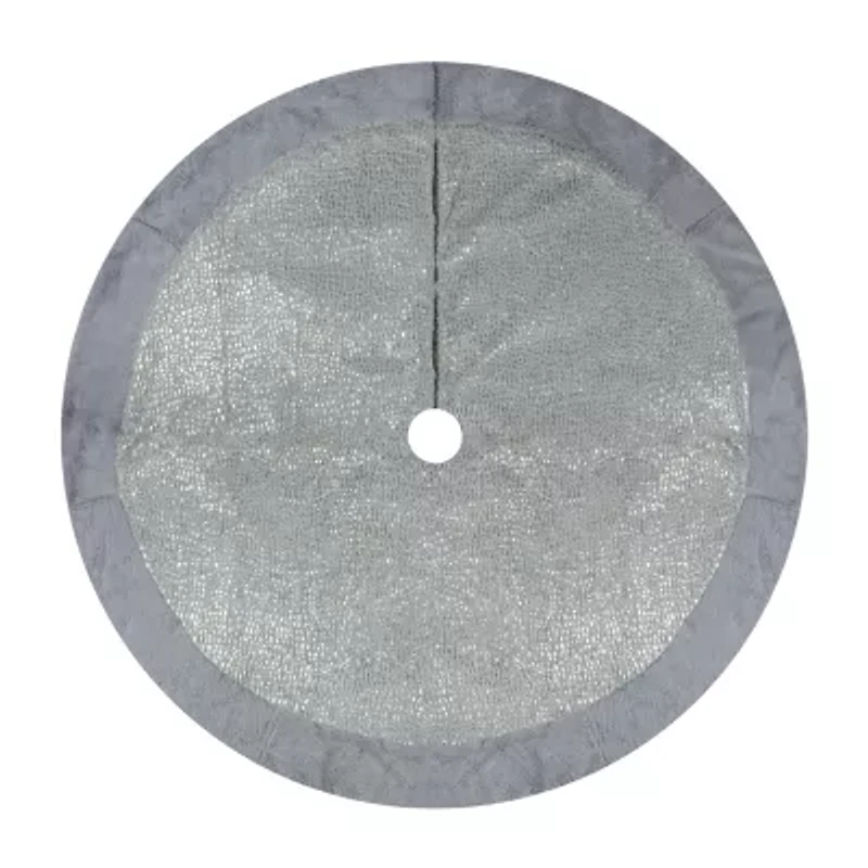 Northlight 48in Gray And Silver Faux Fur Snake Skin Pattern Indoor Tree Skirt