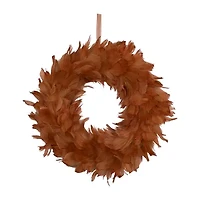 Northlight Two-Tone Feathers - 14.5in - Unlit - Rust Orange Wreath