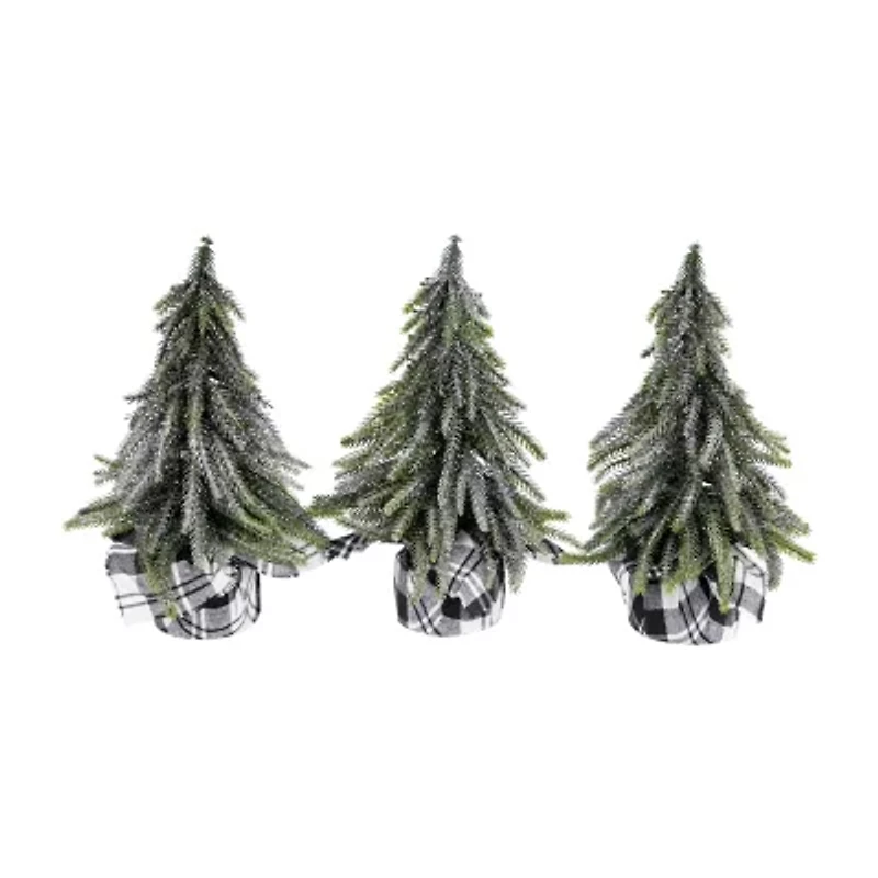 Northlight Mini Silvery Pine Downswept - 9.5in - Set Of 3 1 Foot Pine Christmas Tree