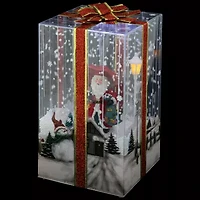 Northlight Musical Santa Lighted Snowing Gift Box With Ribbon - 12in Christmas Snow Globe