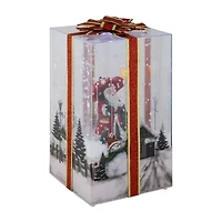 Northlight Musical Santa Lighted Snowing Gift Box With Ribbon - 12in Christmas Snow Globe