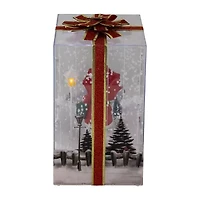 Northlight Musical Santa Lighted Snowing Gift Box With Ribbon - 12in Christmas Snow Globe