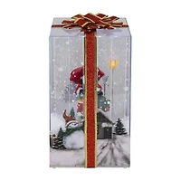 Northlight Musical Santa Lighted Snowing Gift Box With Ribbon - 12in Christmas Snow Globe