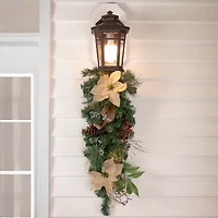 Northlight 28in Mixed Pine Berry And Poinsettia Artificial Teardrop - Unlit Swag