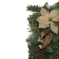 Northlight 28in Mixed Pine Berry And Poinsettia Artificial Teardrop - Unlit Swag