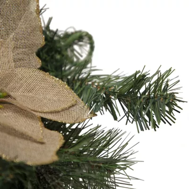 Northlight 28in Mixed Pine Berry And Poinsettia Artificial Teardrop - Unlit Swag