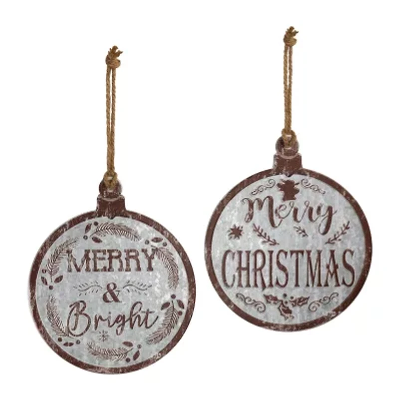 Northlight Merry And Merry And Bright S - 14in - Gray And Brown - Set Of 2 Wall Sign