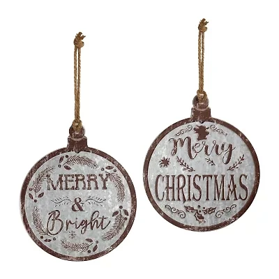 Northlight Merry And Merry And Bright S - 14in - Gray And Brown - Set Of 2 Wall Sign