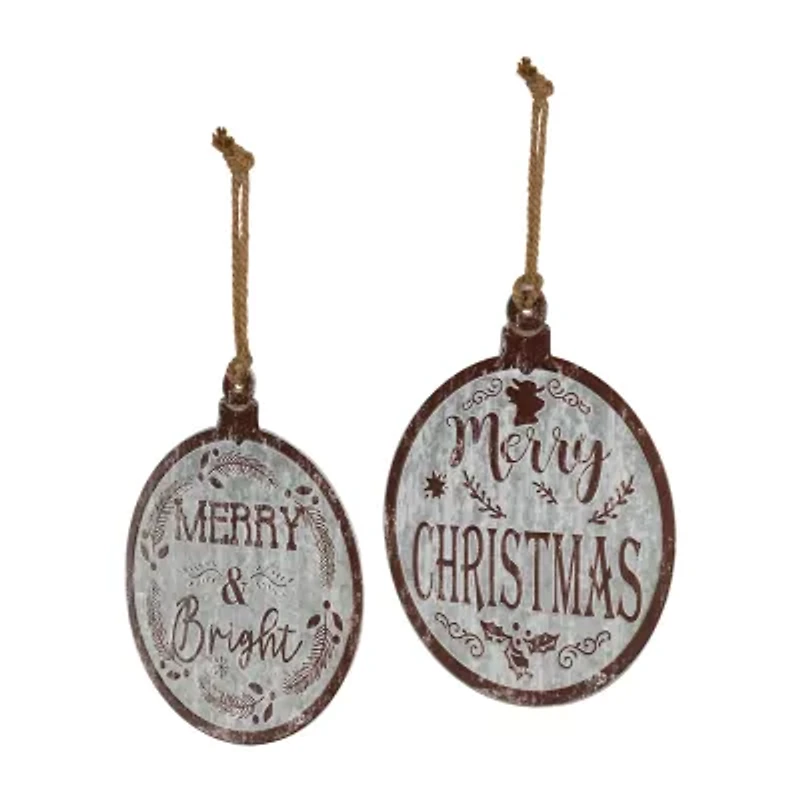 Northlight Merry And Merry And Bright S - 14in - Gray And Brown - Set Of 2 Wall Sign