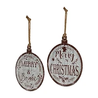 Northlight Merry And Merry And Bright S - 14in - Gray And Brown - Set Of 2 Wall Sign
