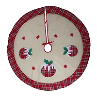 Northlight 36in Burlap Plaid With Puddings Indoor Tree Skirt