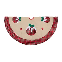 Northlight 36in Burlap Plaid With Puddings Indoor Tree Skirt