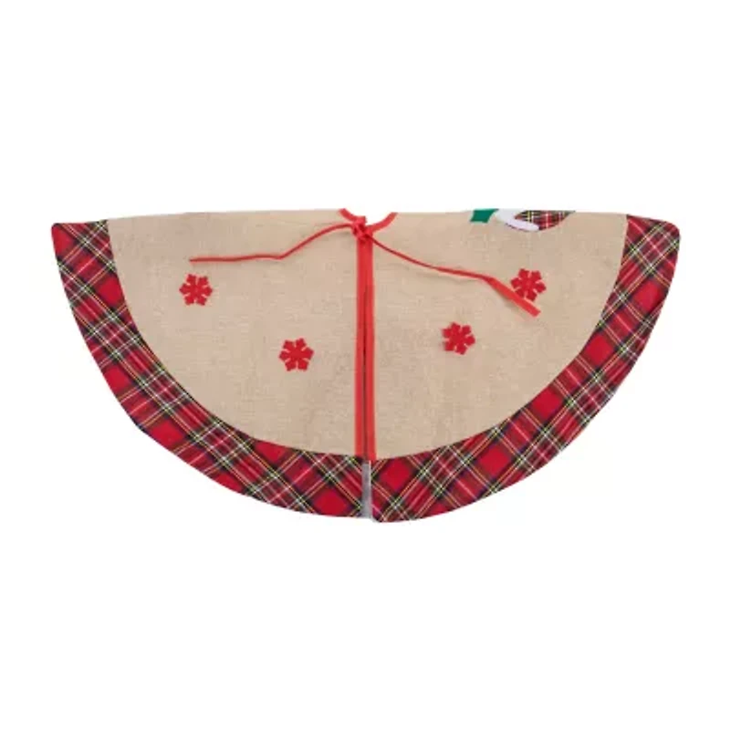 Northlight 36in Burlap Plaid With Puddings Indoor Tree Skirt