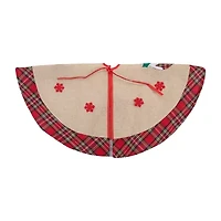 Northlight 36in Burlap Plaid With Puddings Indoor Tree Skirt