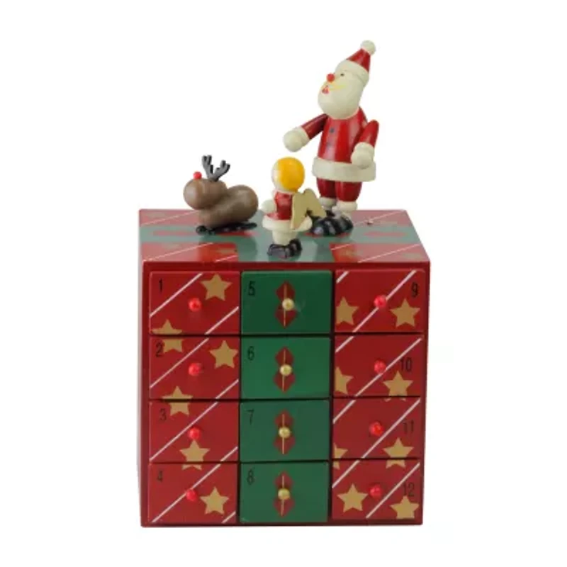 Northlight 10.5in Red And Green Elegant Advent Calendar Box Storage Box