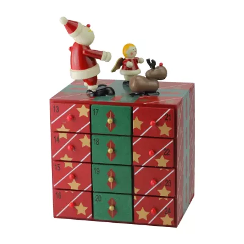 Northlight 10.5in Red And Green Elegant Advent Calendar Box Storage Box