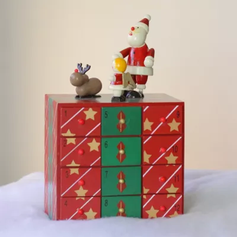 Northlight 10.5in Red And Green Elegant Advent Calendar Box Storage Box