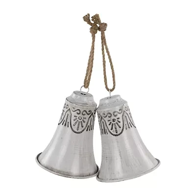 Northlight Embossed Bells - 6in - Gray And White - Set Of 2 Christmas Ornament