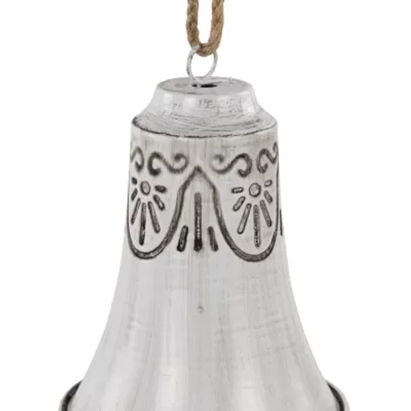 Northlight Embossed Bells - 6in - Gray And White - Set Of 2 Christmas Ornament