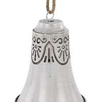 Northlight Embossed Bells - 6in - Gray And White - Set Of 2 Christmas Ornament