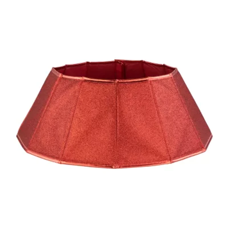 Northlight 26.75in Shiny Red Fabric Hexagonal Christmas Tree Collar
