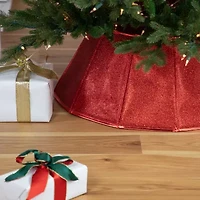 Northlight 26.75in Shiny Red Fabric Hexagonal Christmas Tree Collar