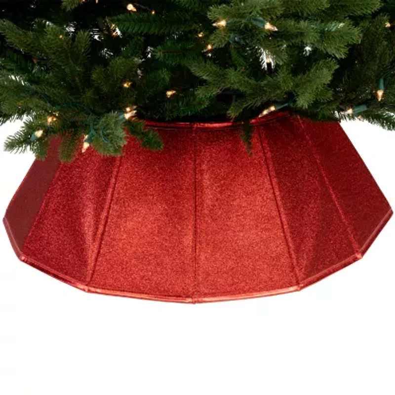 Northlight 27" Shiny Red Fabric Hexagonal Christmas Tree Collar