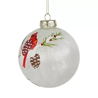 Northlight Cardinal Birds Glass Ball - 4in - Clear And Red - Set Of 2 Christmas Ornament