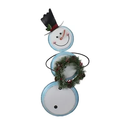 Northlight Metal Snowman With - 36in - White And Blue Christmas Tabletop Decor