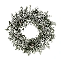 Northlight Pine Cones And Berries Flocked Pine - 20in - Unlit Wreath