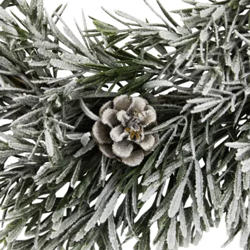 Northlight Pine Cones And Berries Flocked Pine - 20in - Unlit Wreath