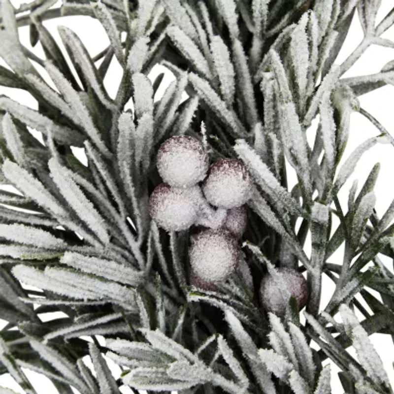 Northlight Pine Cones And Berries Flocked Pine - 20in - Unlit Wreath