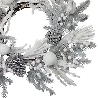 Northlight Flocked Berries And Pinecones Artificial Pine - 26in - Unlit Wreath