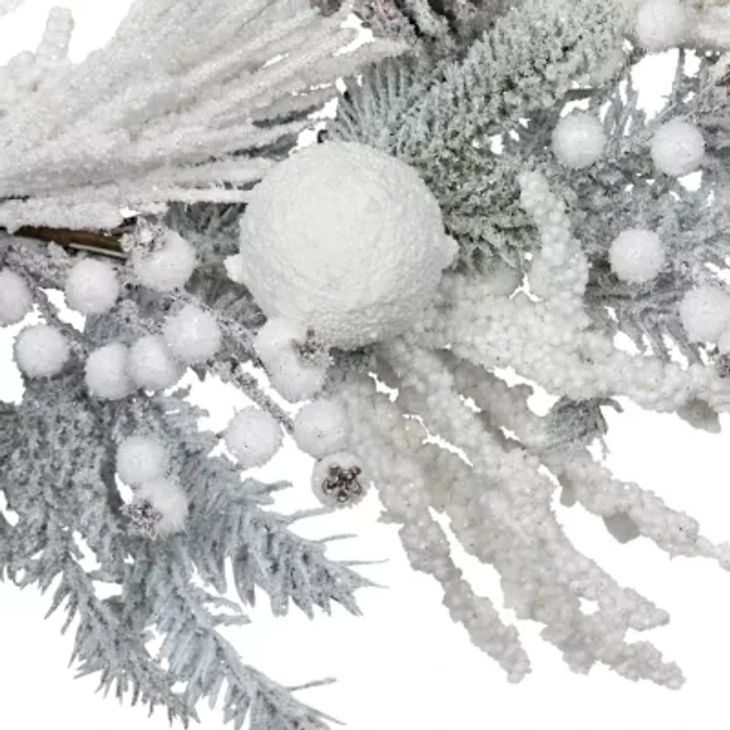 Northlight Flocked Berries And Pinecones Artificial Pine - 26in - Unlit Wreath