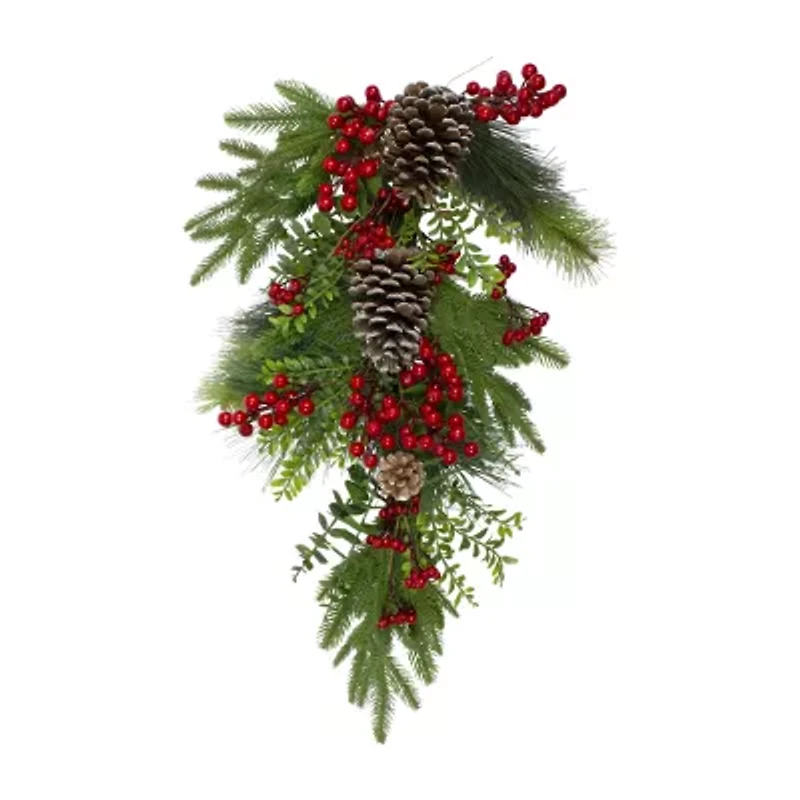 Northlight Berry Pine And Eucalyptus Artificial Teardrop - 28in - Unlit Swag