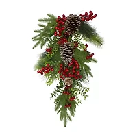 Northlight Berry Pine And Eucalyptus Artificial Teardrop - 28in - Unlit Swag