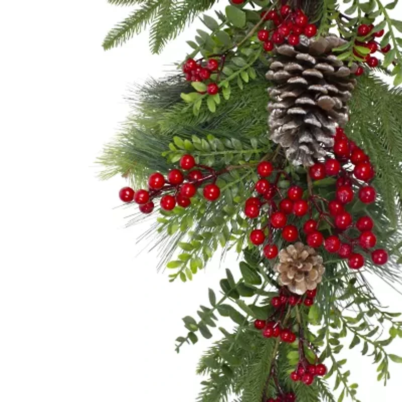 Northlight Berry Pine And Eucalyptus Artificial Teardrop - 28in - Unlit Swag