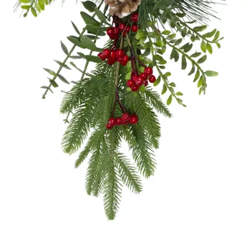 Northlight Berry Pine And Eucalyptus Artificial Teardrop - 28in - Unlit Swag