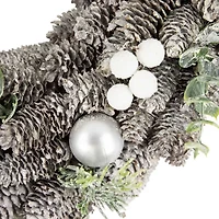Northlight White Berry And Pinecone Foliage Ornament 12.5in Unlit Wreath